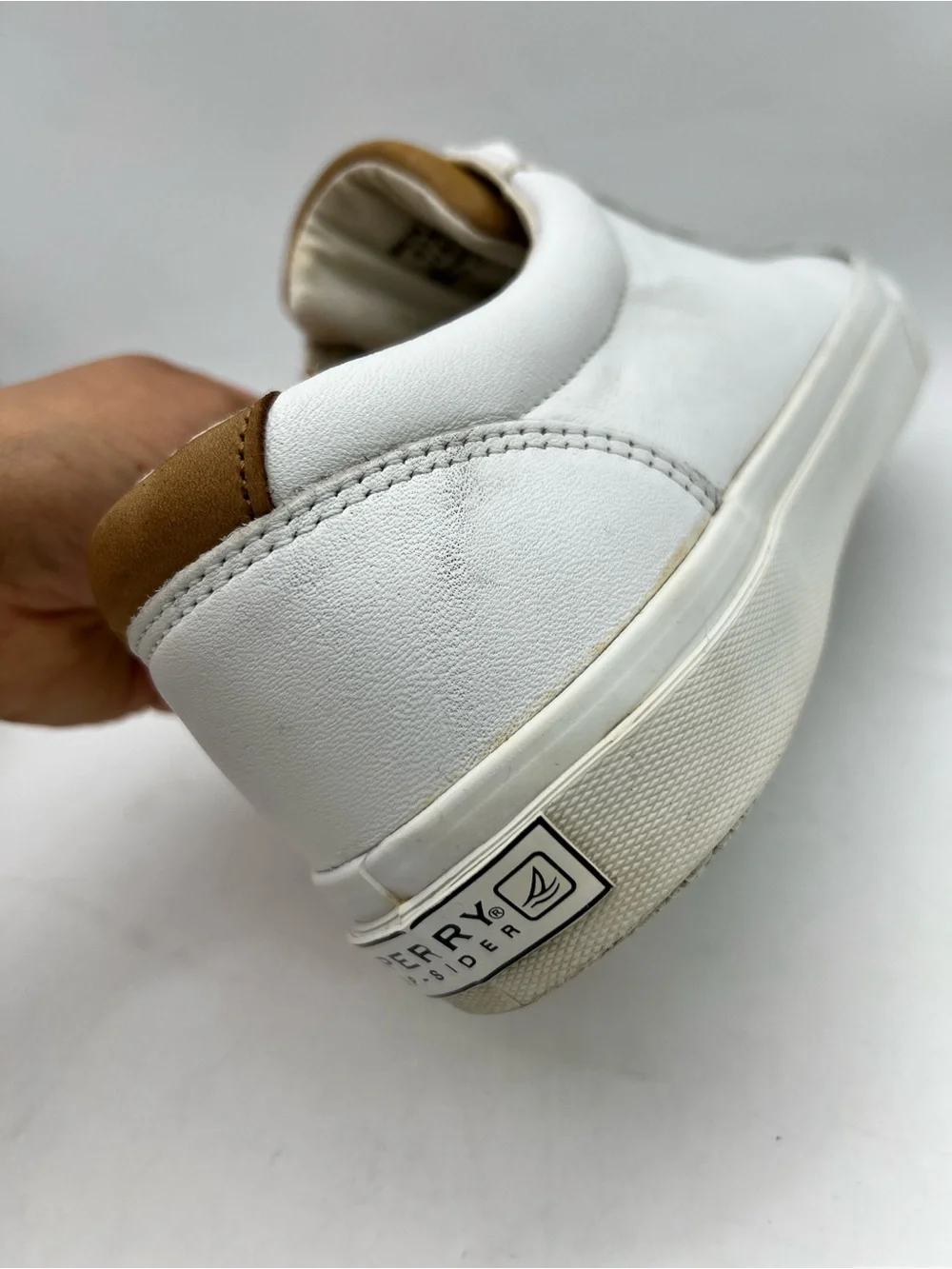 Sperry Top-Sider White Leather Lace-Up Sneakers Men's 11.5 M Casual Shoes